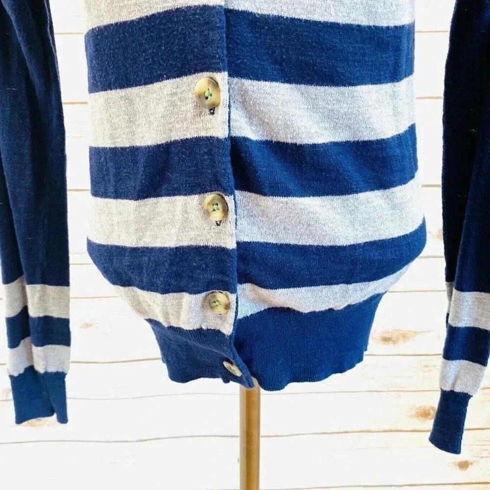ARIZONA Women Long Sleeve Button Down Striped V-Neck Cardigan Top Size Small